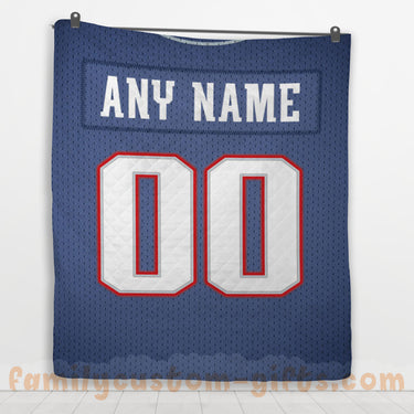 Custom Premium Quilt Blanket New England Jersey American Football Personalized Quilt Gifts for Her & Him